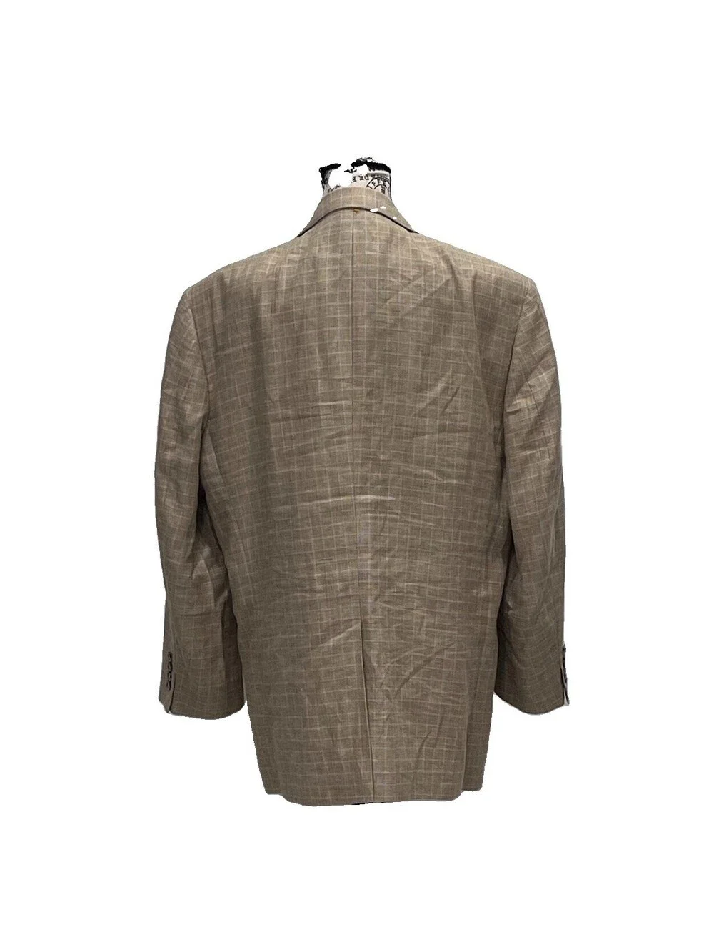 Jos. A. Bank 44R Linen Cotton Blazer Taupe Windowpane Sport Coat Men’s Summer